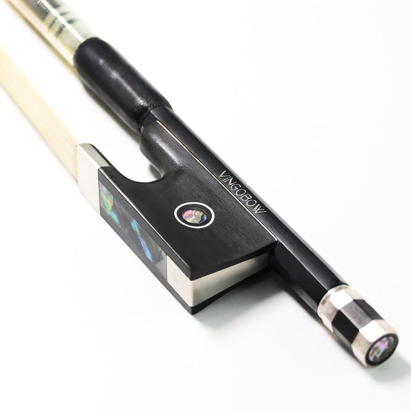 VINGOBOW 1/2 Half Size Carbon Fiber Violin Bow Full 101V Advanced Level 62 cm Parisian Eyes Ebony Frog Straight Smooth Screw Strong Durable Unbleached Mongolian Horse Hair Warm Sweet Sound - Image 1